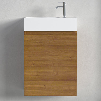 Meuble WC suspendu design épuré avec vasque blanche - Chêne chaud - 40 cm - Malibu