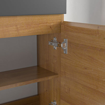 Meuble suspendu chêne chaud avec vasque lavabo noire - 40 cm - Malibu