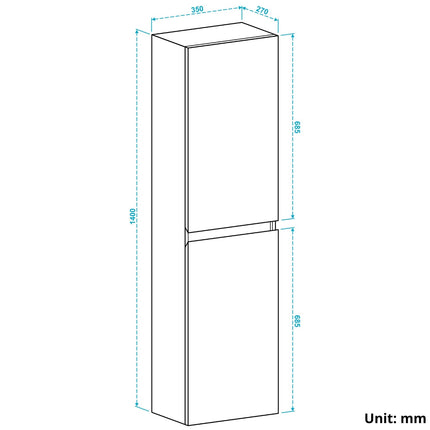 Armoire colonne design épuré sans poignées - noir mat - 35 cm - Marbella