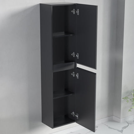 Armoire colonne design épuré sans poignées - noir mat - 35 cm - Marbella