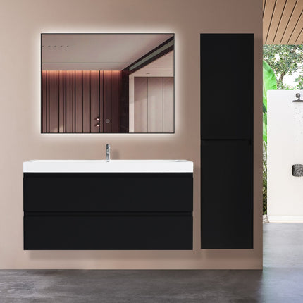 Armoire colonne design épuré sans poignées - noir mat - 35 cm - Marbella