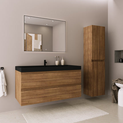Armoire colonne design sans poignées - chêne chaud - 35 cm - Marbella