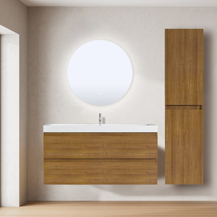 Armoire colonne design sans poignées - chêne chaud - 35 cm - Marbella