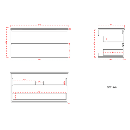 Meuble de salle de bains suspendu design mat avec vasque en marbre minéral - Noir et blanc - 100 cm - Marenza