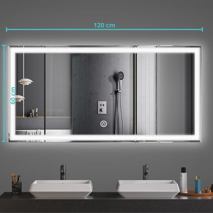 Miroir LED chauffant anti-buée - 120 cm - MEMPHIS