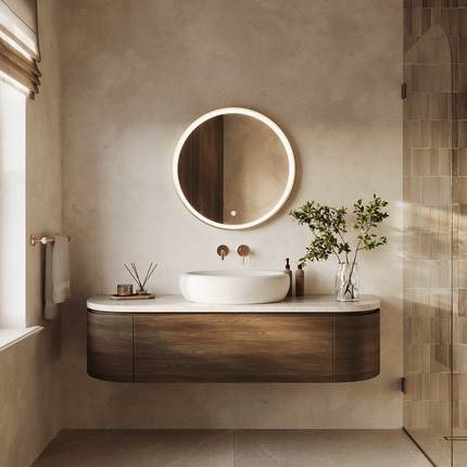 Miroir de salle de bain LED avec éclairage ajustable et fonction anti-buée - Or - 70 cm - MIAMI