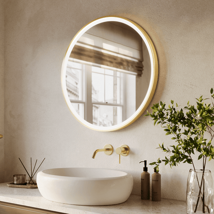 Miroir de salle de bain LED avec éclairage ajustable et fonction anti-buée - Or - 70 cm - MIAMI