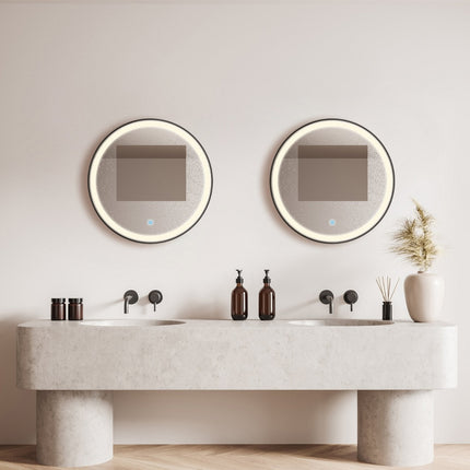 Miroir de salle de bain avec éclairage LED et fonction anti-buée - noir - 60 cm - DS CONCEPT