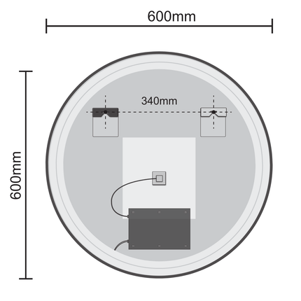 Miroir de salle de bain avec éclairage LED et fonction anti-buée - noir - 60 cm - DS CONCEPT