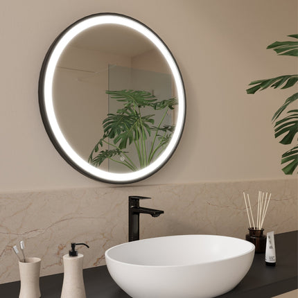 Miroir de salle de bain avec éclairage LED et fonction anti-buée - noir - 60 cm - DS CONCEPT