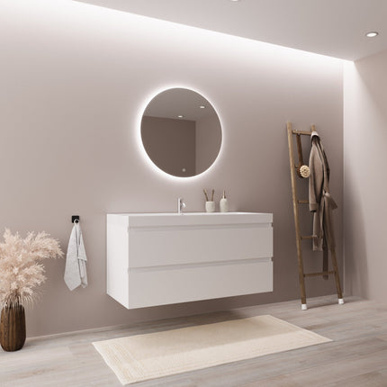 Meuble suspendu avec vasque intégrée - blanc brillant - 100 cm - Monaco