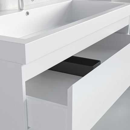 Meuble suspendu avec vasque intégrée - blanc brillant - 100 cm - Monaco