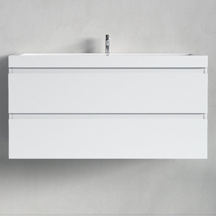 Meuble suspendu avec vasque intégrée - blanc brillant - 100 cm - Monaco