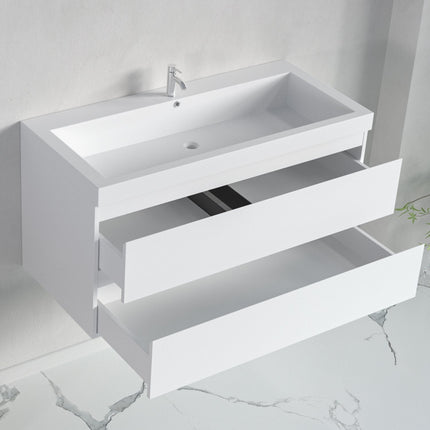 Meuble suspendu avec vasque intégrée - blanc brillant - 100 cm - Monaco