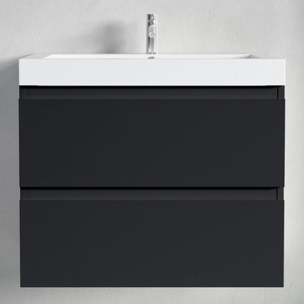 Meuble de salle de bains suspendu design avec vasque intégrée - Noir et blanc - 60 cm - Monaco