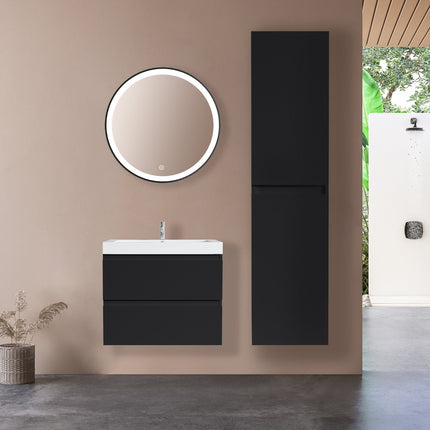 Meuble de salle de bains suspendu design avec vasque intégrée - Noir et blanc - 60 cm - Monaco