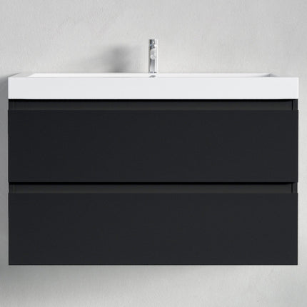 Meuble de salle de bain suspendu design avec vasque intégrée - noir et blanc - 80 cm - Monaco