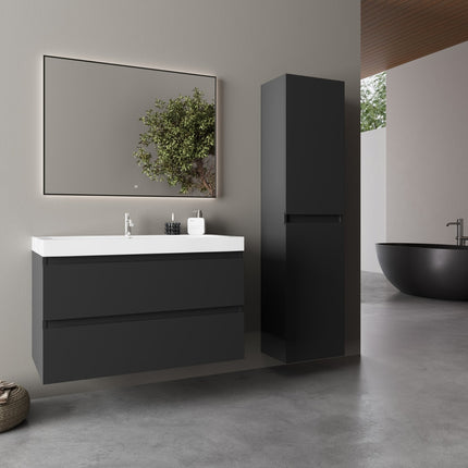 Meuble de salle de bain suspendu design avec vasque intégrée - noir et blanc - 80 cm - Monaco
