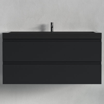 Meuble de salle de bains suspendu mat noir avec lavabo intégré - Noir - 100 cm - Monaco