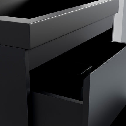 Meuble de salle de bains suspendu mat noir avec vasque noire - 60 cm - Monaco