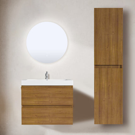 Meuble de salle de bain suspendu design avec vasque blanche - Warm Eiken - 60 cm - Monaco