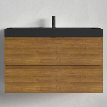Meuble de salle de bains suspendu avec vasque intégrée - Noir - 80 cm - Monaco
