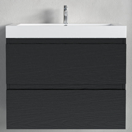 Meuble de salle de bain suspendu design avec lavabo blanc - Chêne Noir - 60cm - Monaco