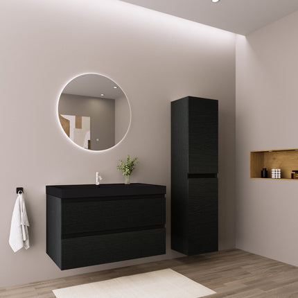 Meuble de salle de bains suspendu avec vasque intégrée - Noir - 80 cm - Monaco