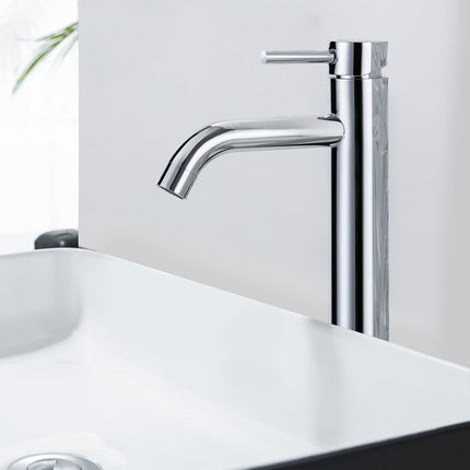 Robinet mélangeur lavabo chromé avec vasque posée sur plan - Némésis