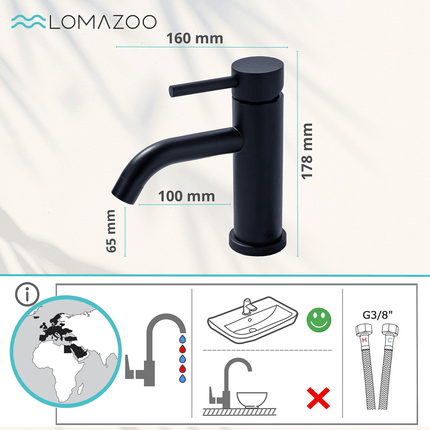 Mitigeur de lavabo noir avec technologie CleanPlus - Nova