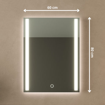 Miroir de salle de bains LED réglable avec fonction anti-buée - 60 cm - Phoenix