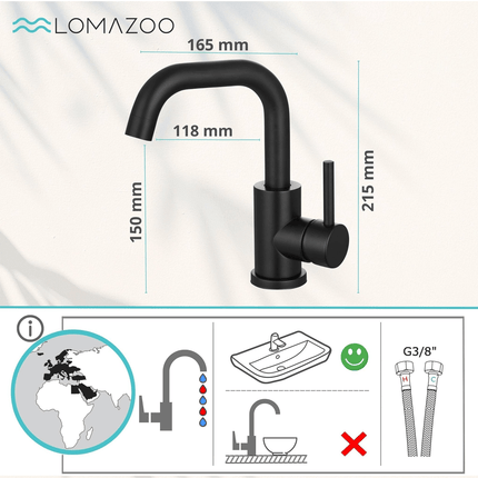 Mitigeur lavabo design contemporain avec bec orientable - noir - Pollux DS CONCEPT