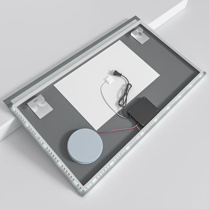 Miroir de salle de bains fonctionnel avec éclairage LED et miroir grossissant 5x - 100 x 60 cm - Riviera