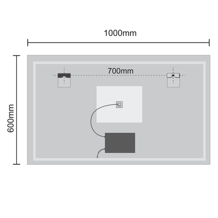 Miroir de salle de bains fonctionnel avec éclairage LED et miroir grossissant 5x - 100 x 60 cm - Riviera