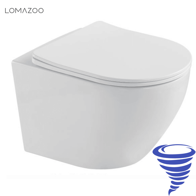 Toilette suspendue rimless avec abattant softclose - blanc - LINEA