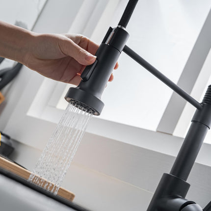 Mitigeur de cuisine moderne avec douchette extractible et revêtement CleanPlus - SAPPHIRE