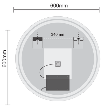 Miroir salle de bains LED avec fonction anti-buée - 60 cm - SEATTLE
