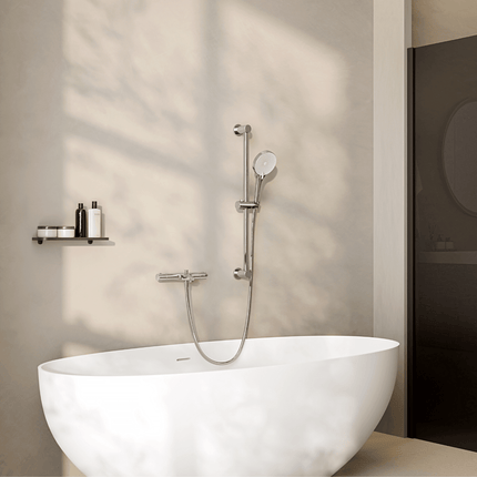 Mitigeur thermostatique baignoire avec douchette - chromé - 15 cm - Selvo