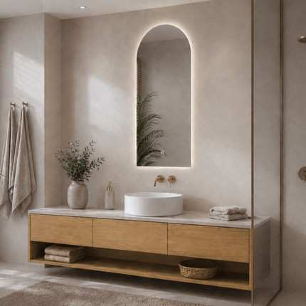 Miroir salle de bains design arc avec éclairage LED réglable - 45 cm - Tunis