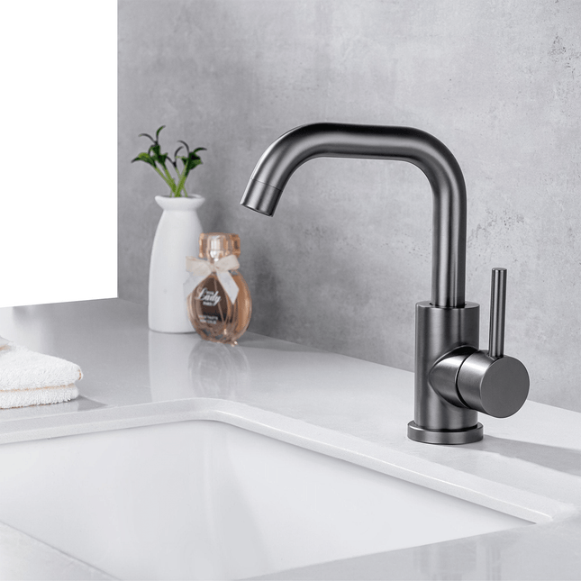 Robinet de lavabo design contemporain finition Gun Metal - Ciel