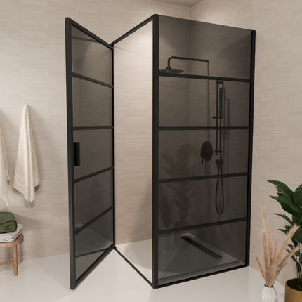 Cabine de douche avec verre fumé Nano revêtement - Noir - 90 cm - Cartagena