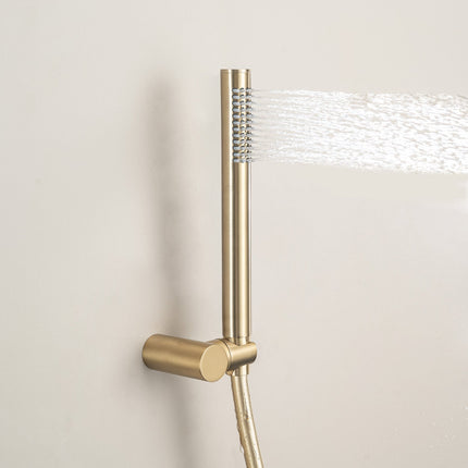 Douche encastrée finition or brossé avec robinetterie intégrée - Solara