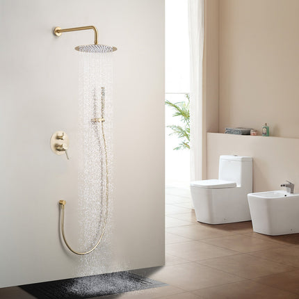 Douche encastrée finition or brossé avec robinetterie intégrée - Solara
