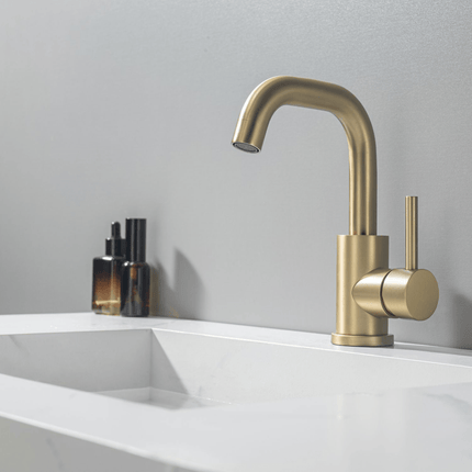 Mitigeur de lavabo design avec cartouche céramique - doré - Stellar