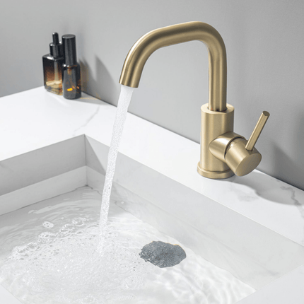 Mitigeur de lavabo design avec cartouche céramique - doré - Stellar