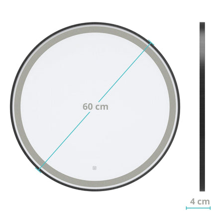 Miroir de salle de bain avec éclairage LED et fonction anti-buée - noir - 60 cm - DS CONCEPT
