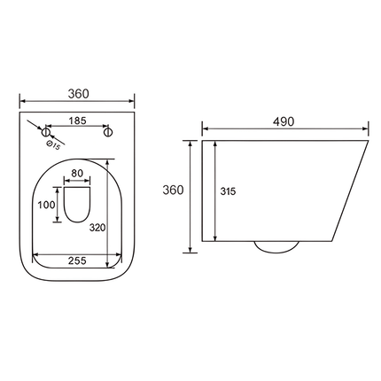 Toilettes suspendues sans rebord avec réservoir encastré - blanc - Linea