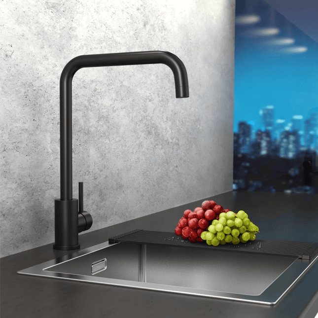 Robinet de cuisine finition noir mat avec bec surélevé - THYONE