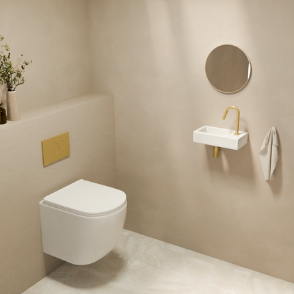 Fontaine lave-mains compacte avec orifice robinet droit - blanche - 37 cm - Fonza