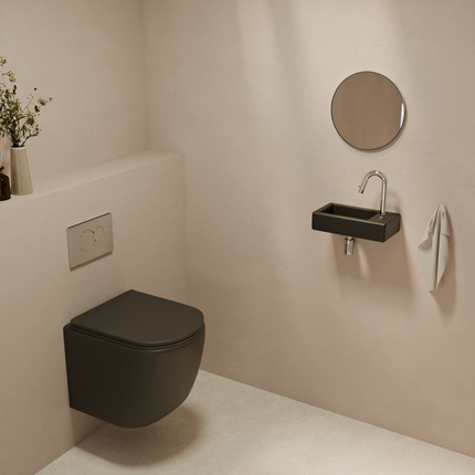 Fontaine de toilette compacte finition noire mate - 37 cm - Fonza